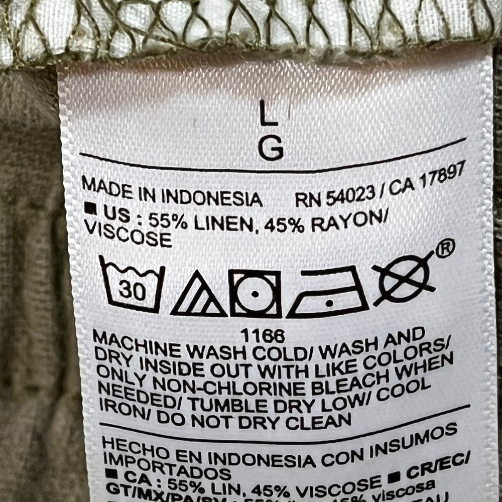 Old Navy Pants Womens L Green Kombu Linen Blend High Rise Wide Leg Comfort Waist - Picture 6 of 10